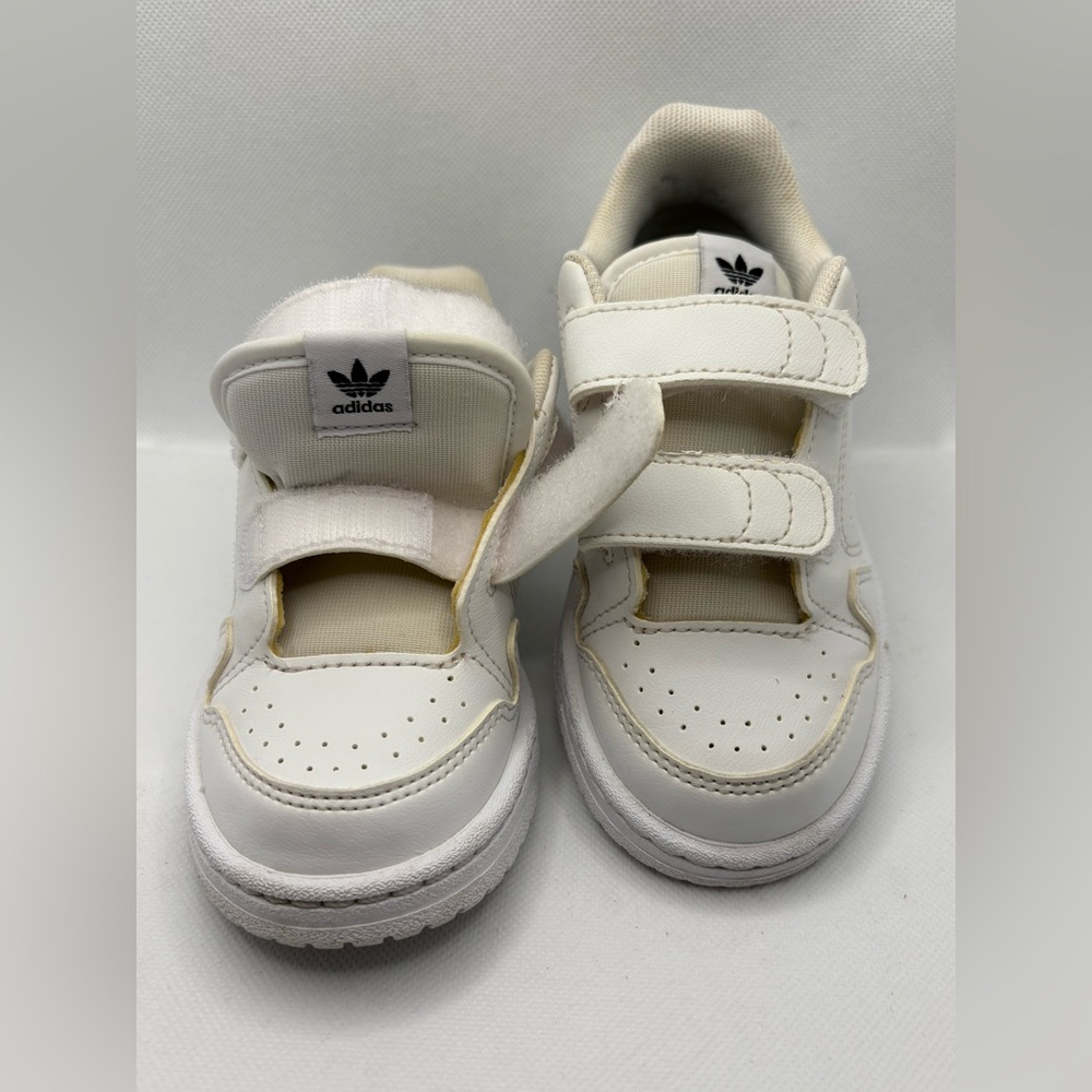 Adidas Kids Cream and White Velcro Sneakers - Picture 6 of 9